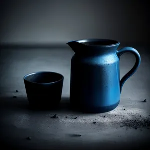 Hot Morning Cup of Coffee in Ceramic Mug