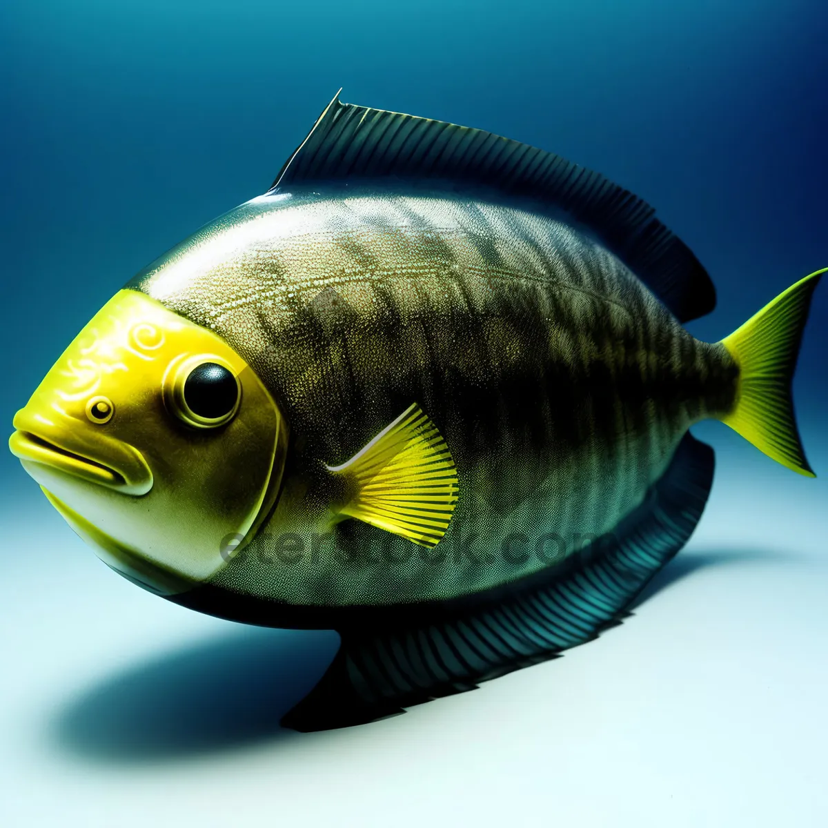 Picture of Vibrant Golden Fish Swimming in Aquarium