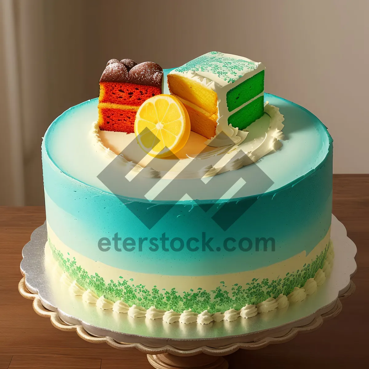 Picture of Dessert plate with sweet fruit cream cake