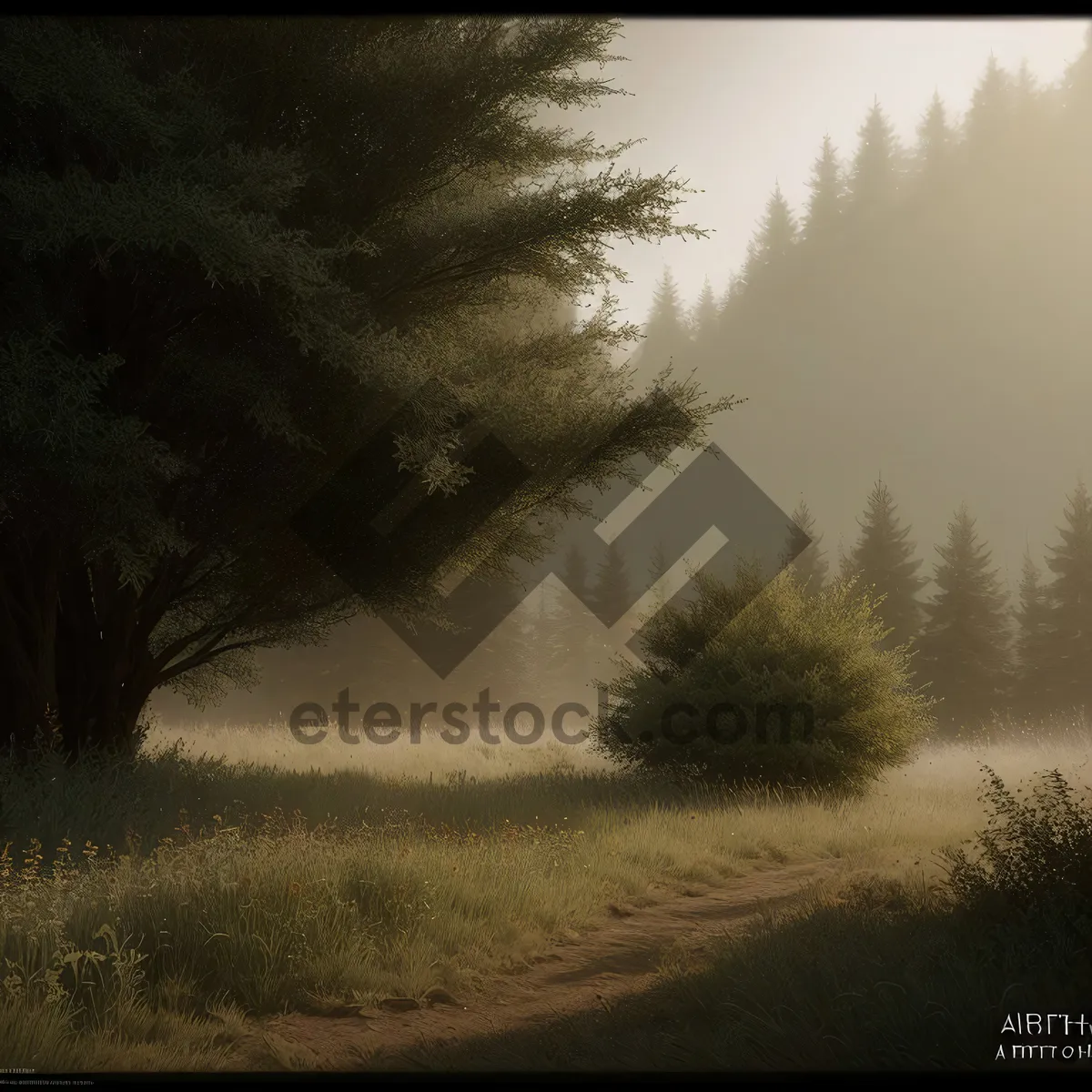 Picture of Golden Sunset over Tranquil Countryside Landscape