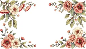 Silhouette Deer Ornate Floral Pattern Decorationborder