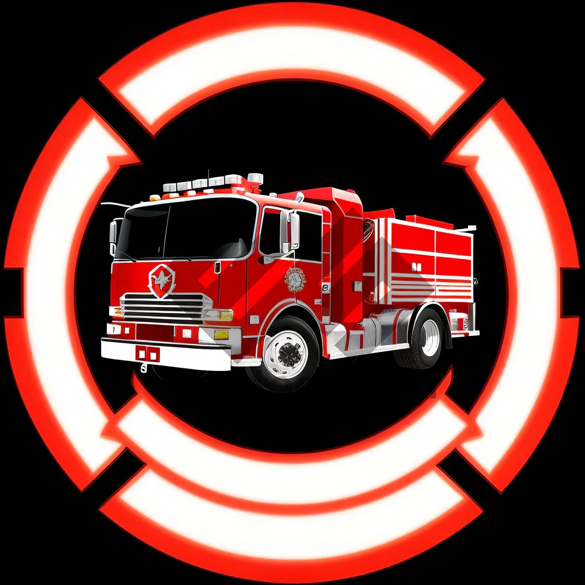 Picture of Fire Station Icon: Shiny Round Button Set