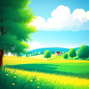 Idyllic Summer Meadow Under Clear Blue Skies