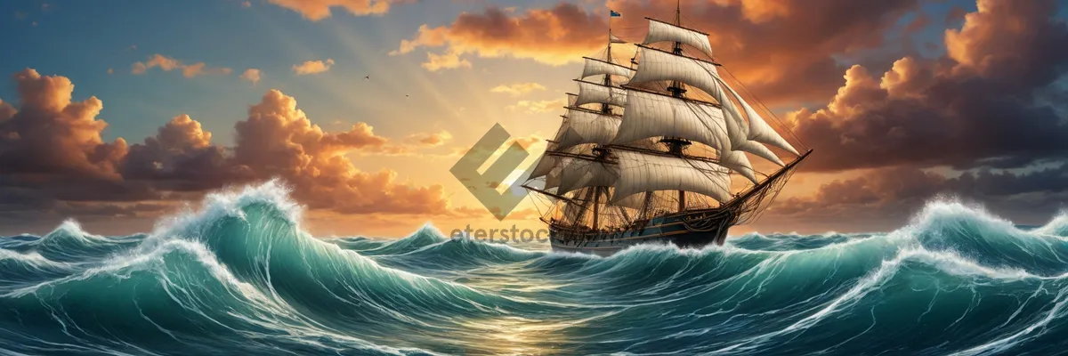 Picture of Ocean Pirate Ship at Sunset