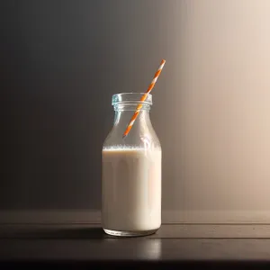 Transparent Milk Bottle with Liquid Fluid