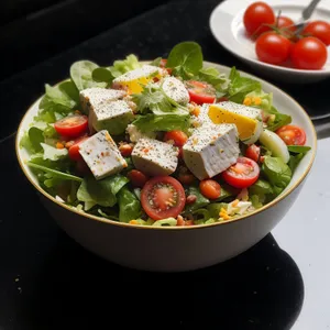 Fresh and Delicious Gourmet Salad with Cheese