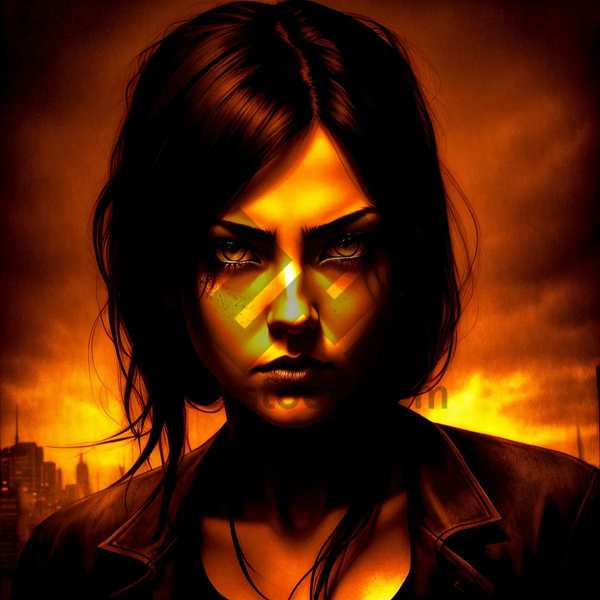 Picture of Black-haired beauty with alluring eyes and mysterious mask