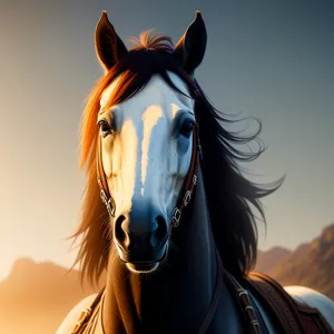 Beautiful Thoroughbred Stallion Grazing in Rural Meadow