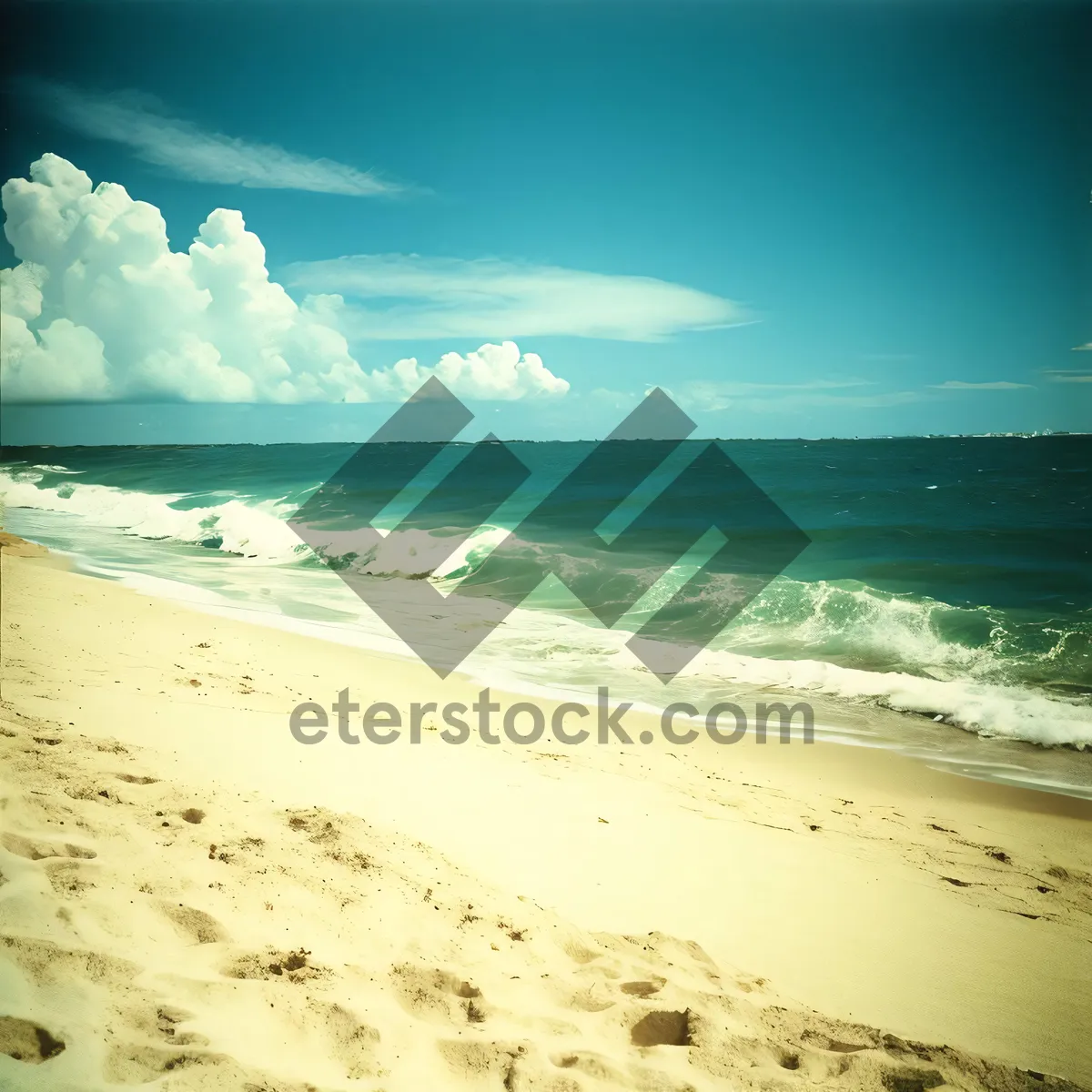 Picture of Serene Beachscape with Turquoise Waters and Sunny Sky