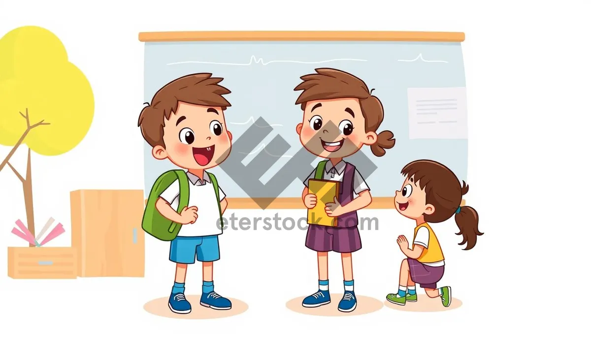 Picture of Fun cartoon boy clip art drawing of male child.