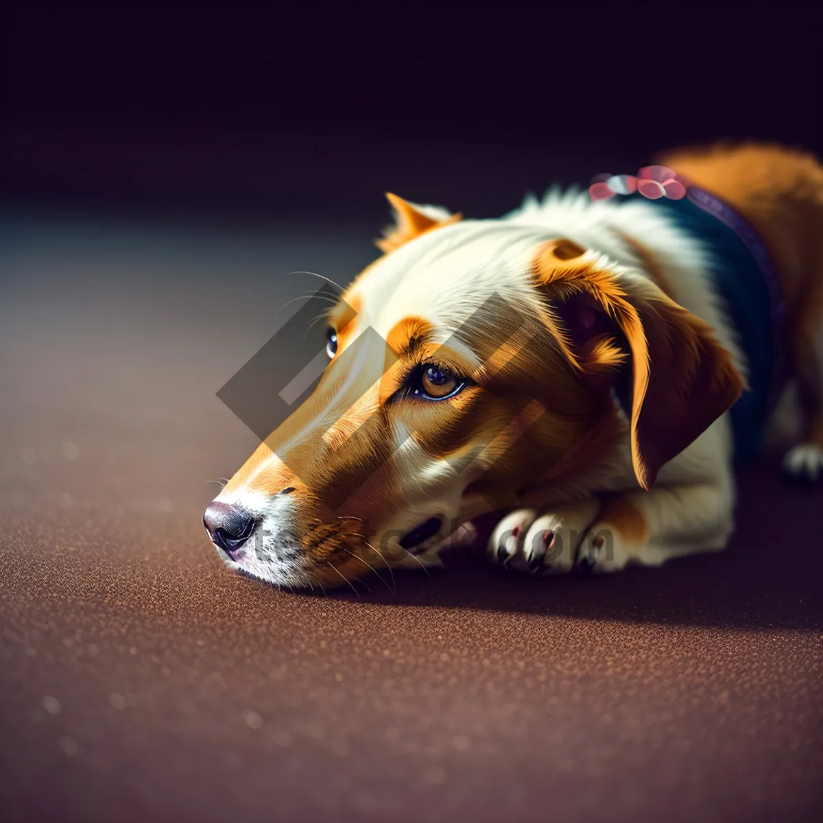 Picture of Cute Brown Canine Chilling by Pool Table