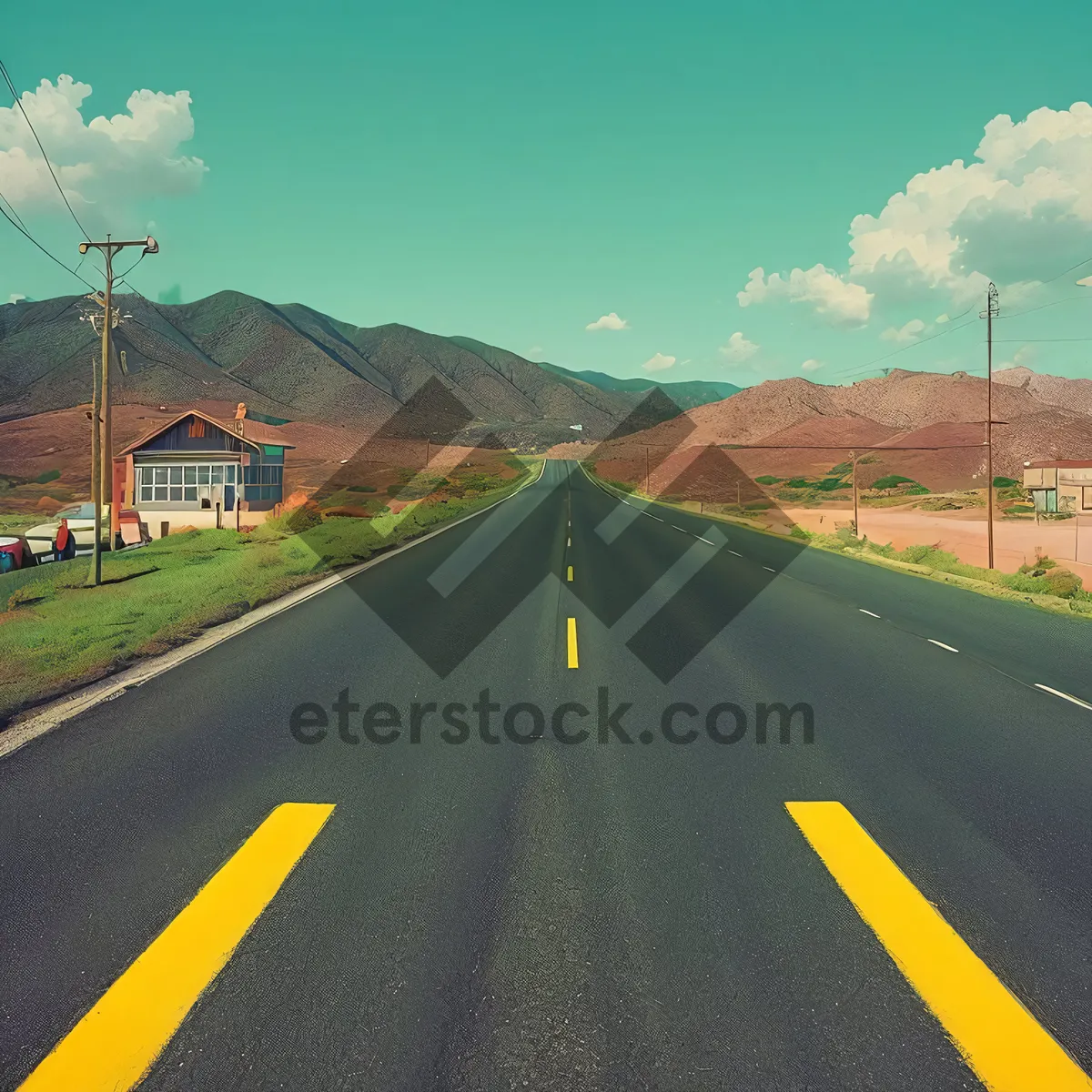 Picture of Summer Sky Drive: Scenic Road with Speeding Traffic