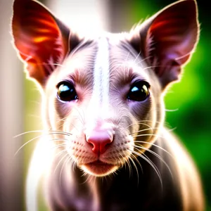 Furry feline baby with adorable kitten eyes
