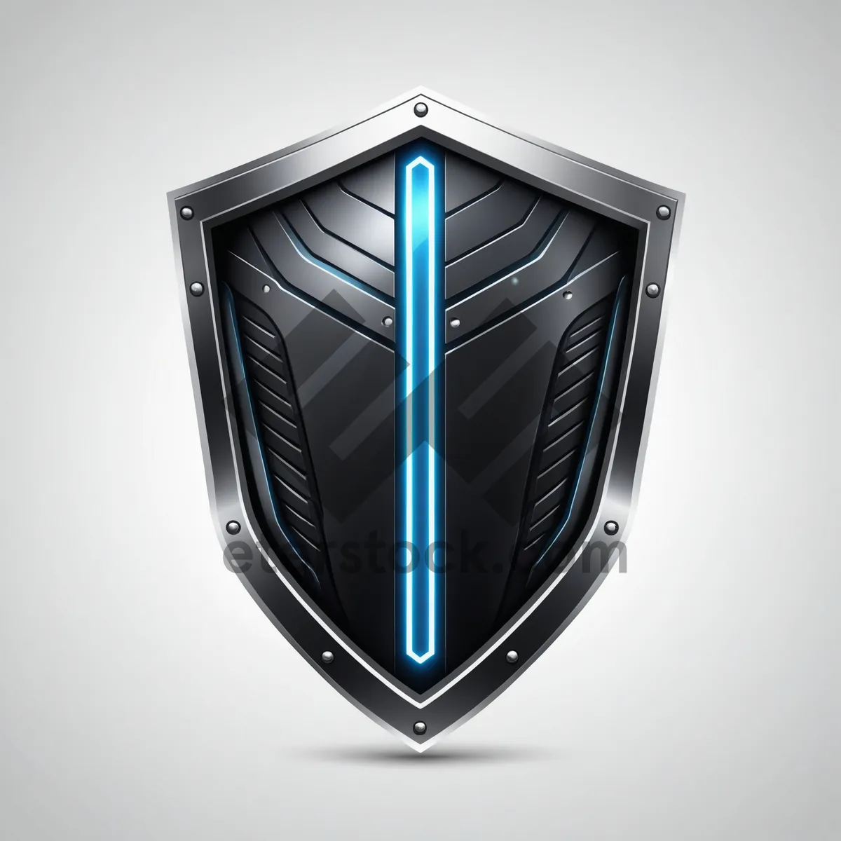 Picture of Shiny 3D shield icon symbol graphic design.