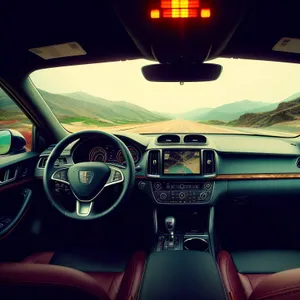 Modern Car Cockpit with Advanced Dashboard