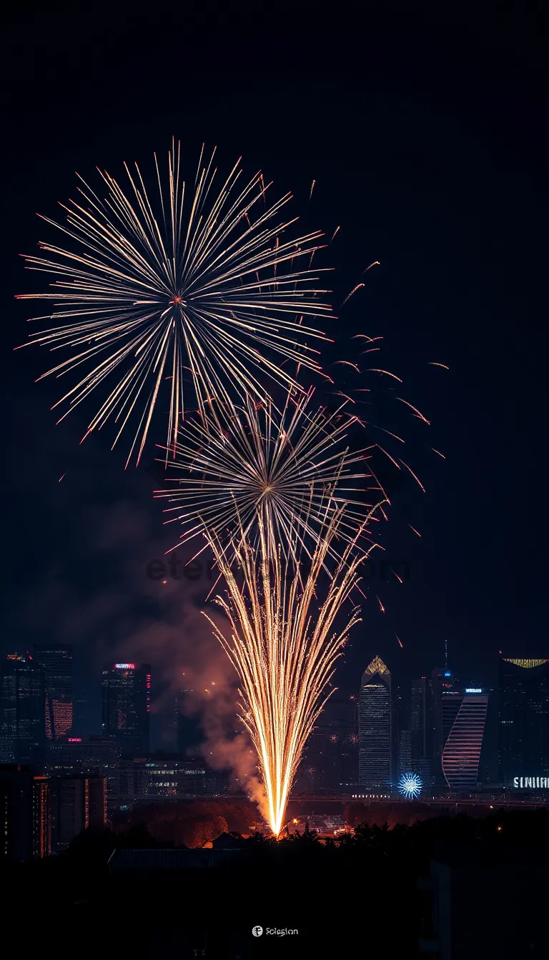 Picture of Colorful Fireworks Display in the Night Sky