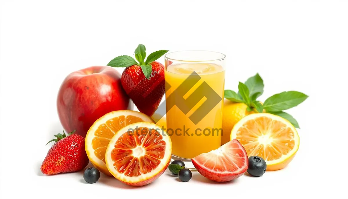 Picture of Refreshing Orange Citrus Juice in Glass With Lemon Slice