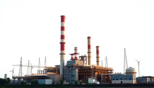 Industrial power plant emitting smoke pollution