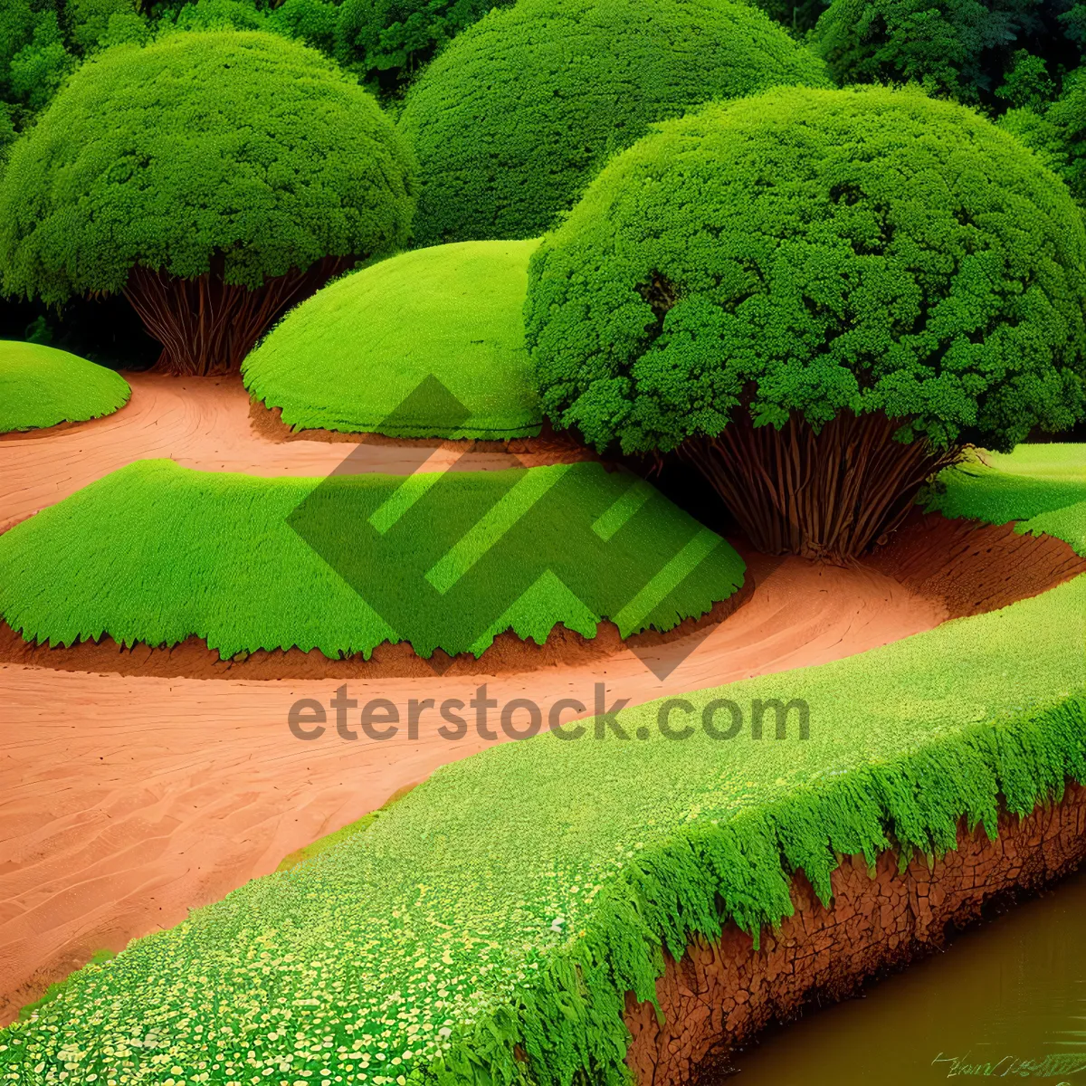 Picture of Freshly Cut Grass on a Sunny Lawn