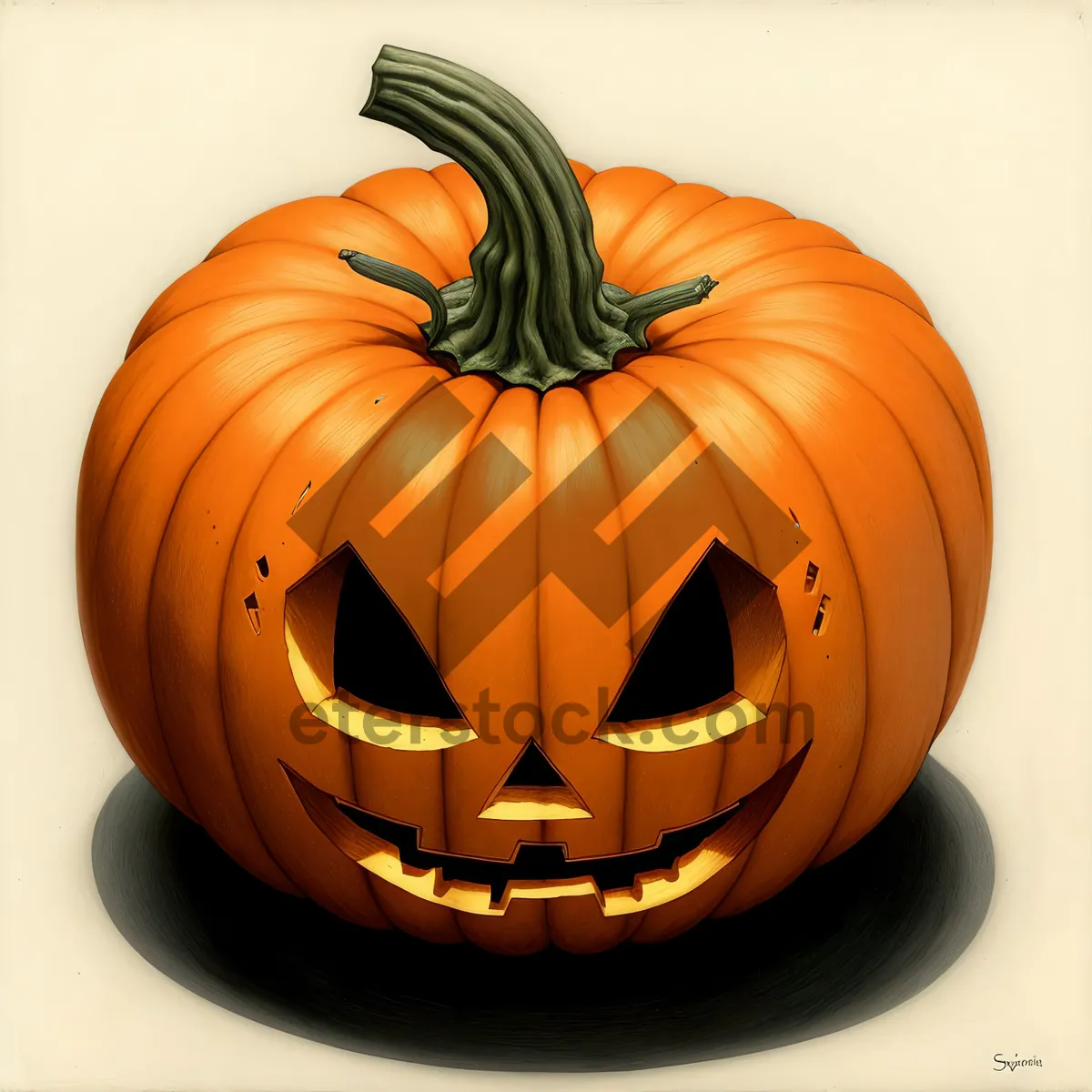 Picture of Harvest Night: Spooky Jack-o'-Lantern Decoration with Fall Produce