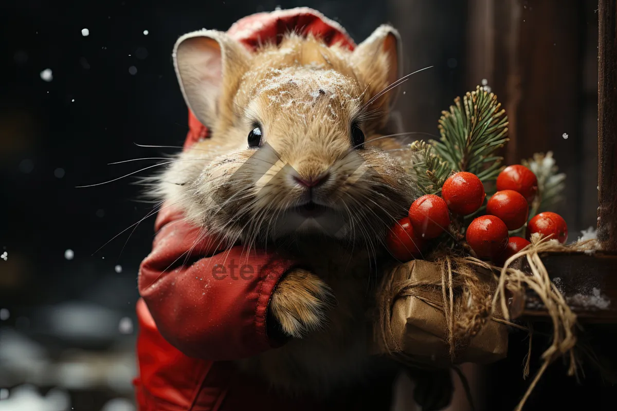 Picture of Fluffy Gray Bunny with Whiskers Close-Up