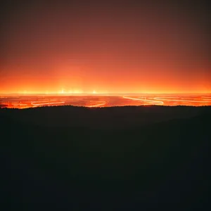 Vibrant Sunset Over Mountain Range