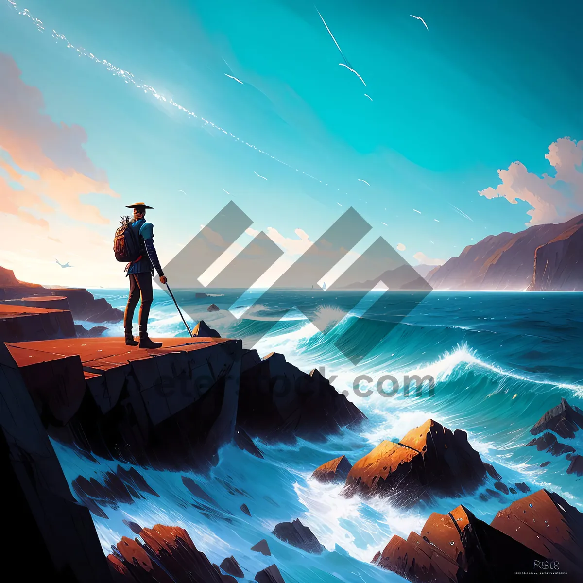 Picture of Sunset over a serene coastal landscape