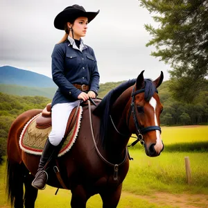 Sidesaddle Equestrian Riding with Hat and Bridle