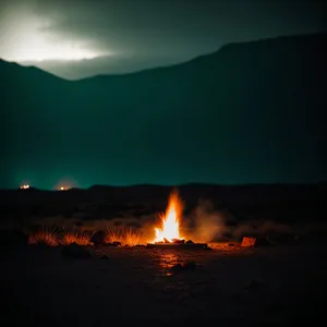 Fiery Mountain Blaze at Sunset