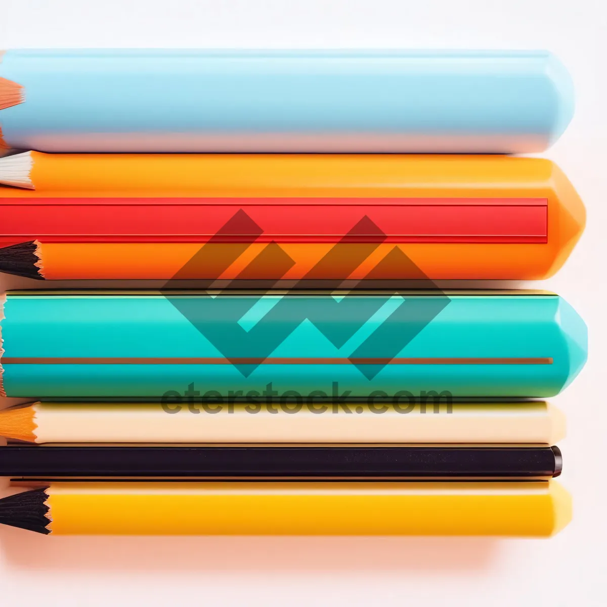 Picture of Vibrant Rainbow-Colored Pencils in an Artistic Display