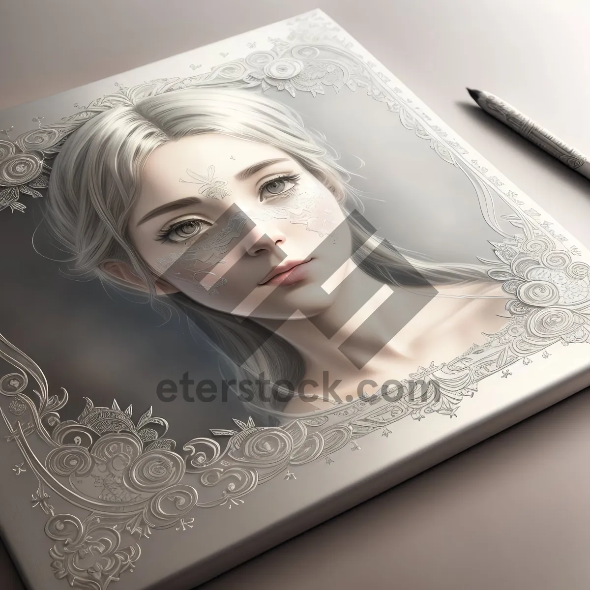 Picture of Stylish Blond Lady with a Notebook