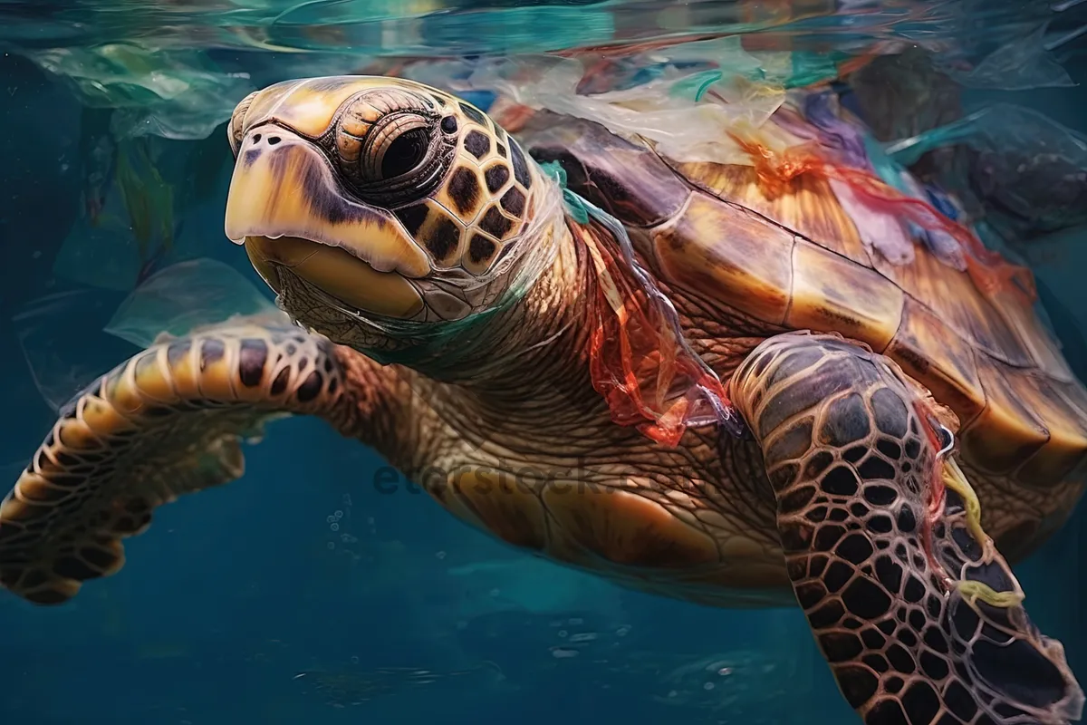 Picture of Swimming Sea Turtle in Tropical Reef.appcompat