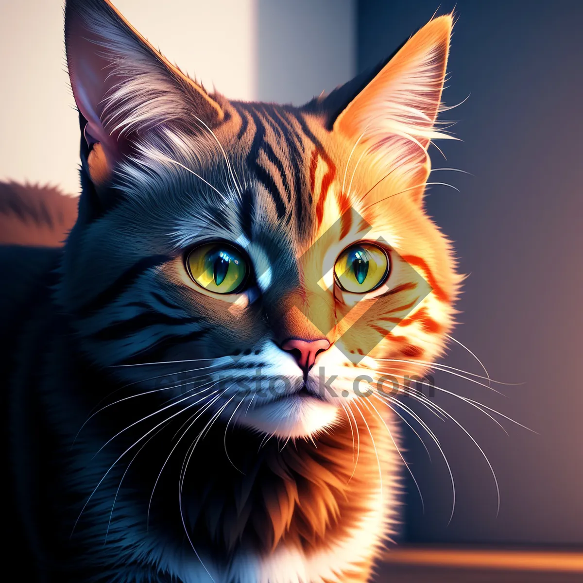 Picture of Furry Tabby Kitty with Adorable Curious Eyes