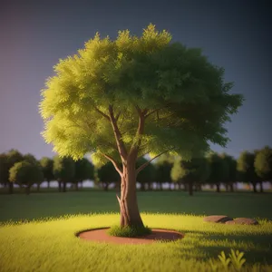 Golden Acacia Tree in Autumn Countryside