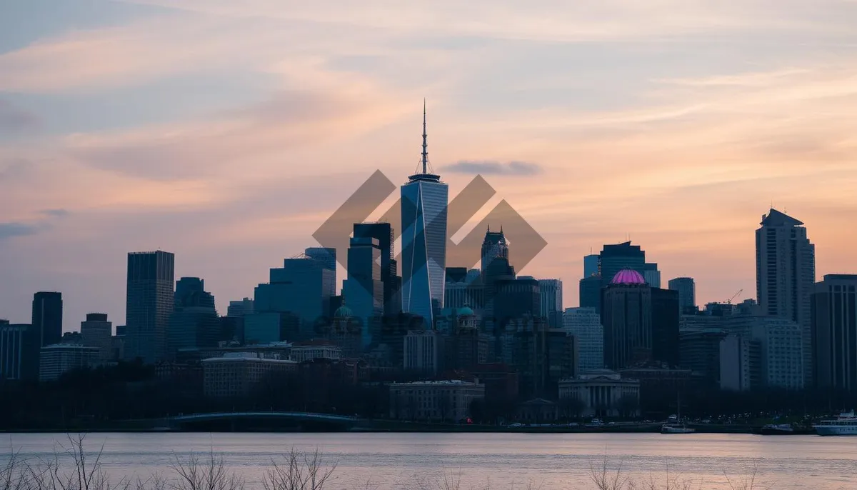 Picture of Modern City Skyline with Waterfront Reflection