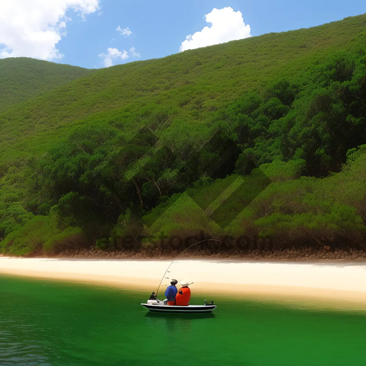 Picture of Summer River Landscape with Outdoor Water Sport