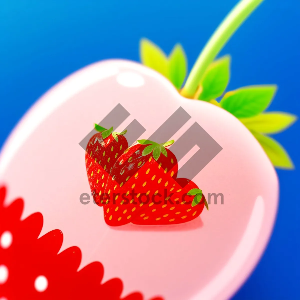 Picture of Fresh and Healthy Strawberry on Leaf