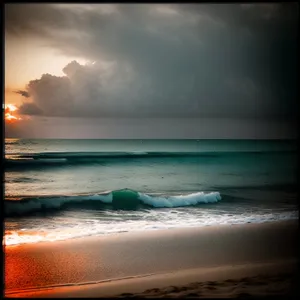 Serene Coastal Sunset over Turquoise Waters