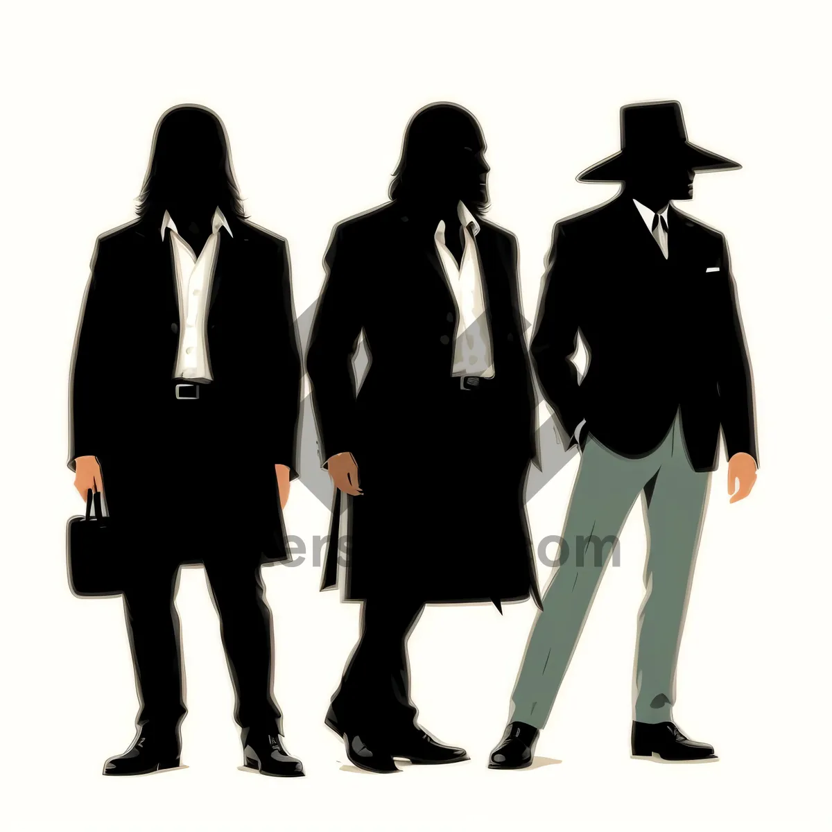 Picture of Business Team in Silhouette with Briefcases