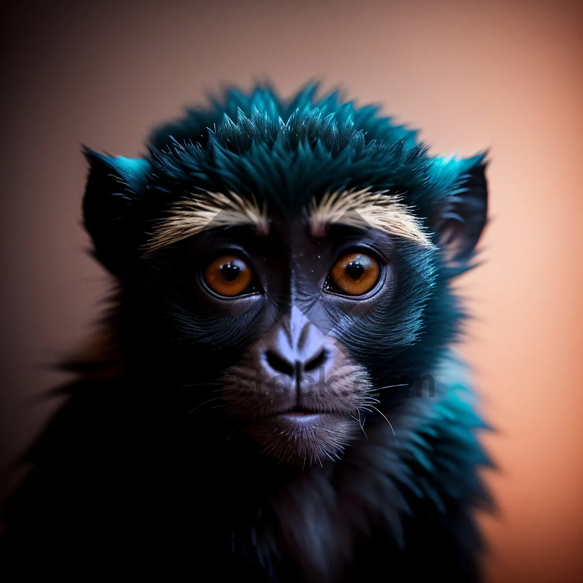 Picture of Cute Baby Monkey Portrait with Expressive Black Eyes