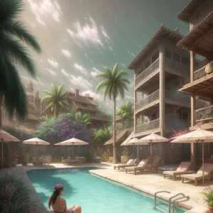 Exotic Beach Resort: Relaxing Poolside Paradise