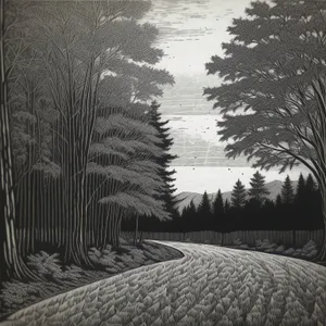 Winter Wonder Beachscape: Snowy Sand, Trees, and Scenic Sky