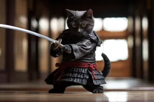 Cute Kitten with Toy Sword