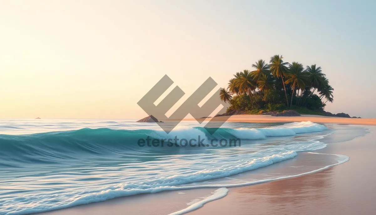 Picture of Tropical Island Paradise with Beach and Palm Trees