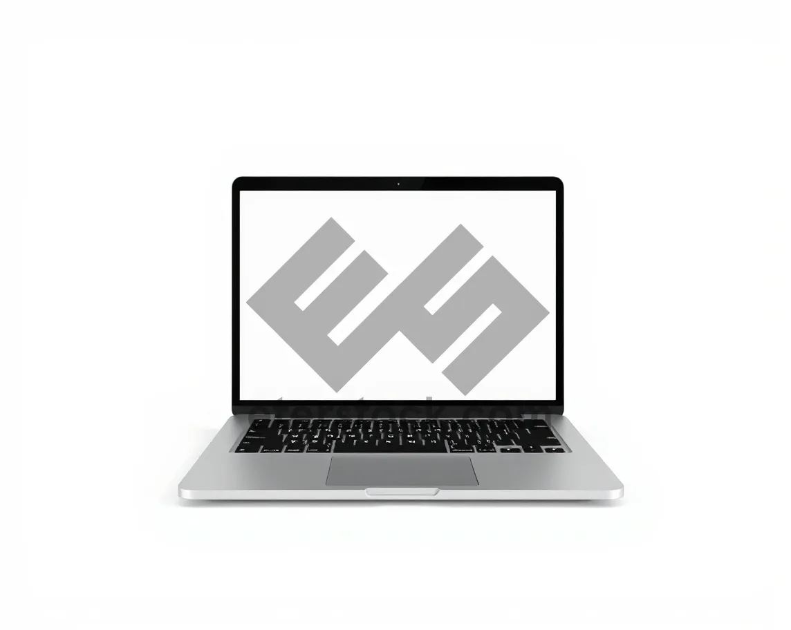 Picture of Modern business laptop with digital keyboard and blank screen