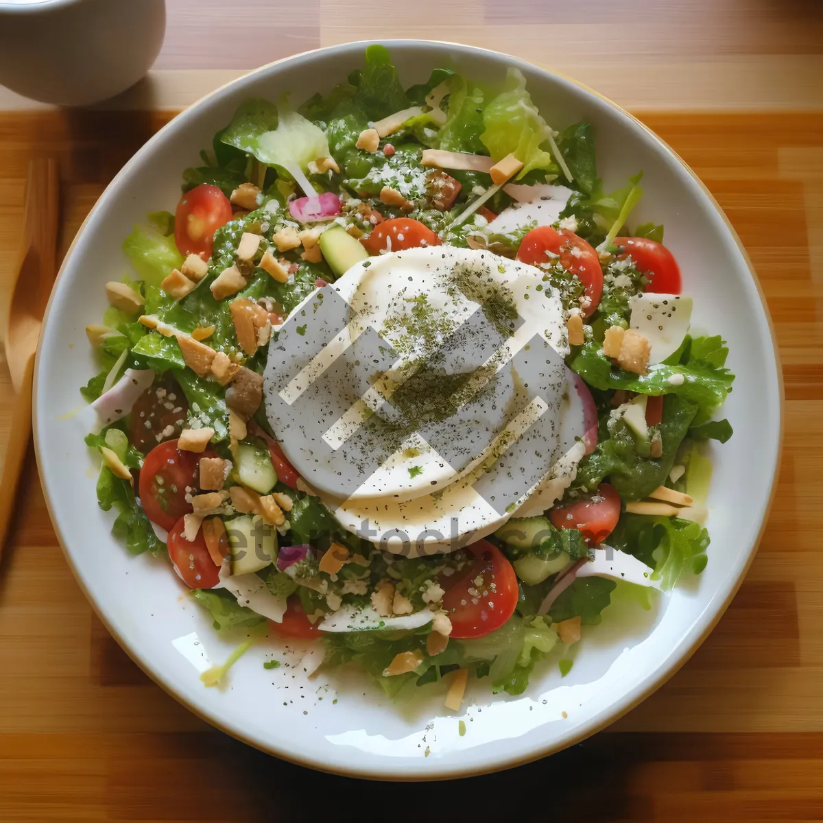 Picture of Delicious grilled vegetable salad with tomato garnish