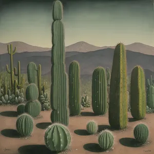 Desert Sky: Majestic Saguaro Cactus Landscape