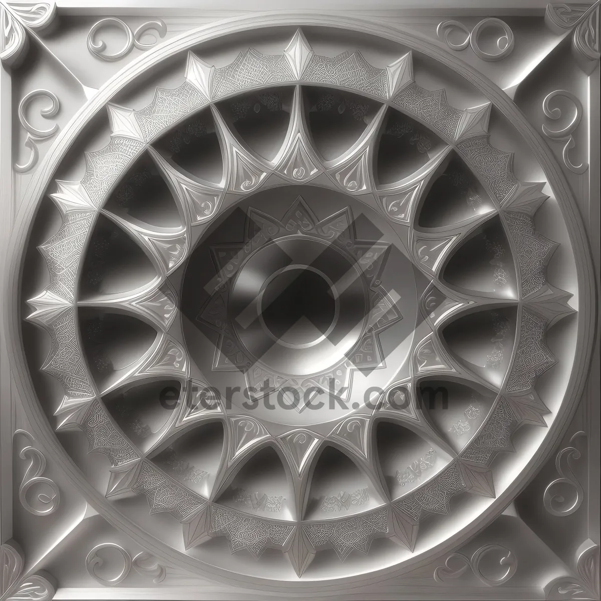 Picture of Window Frame with Circular Artistic Gear Reel