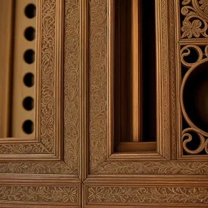 Ornate Wooden Door with Carved Architecture