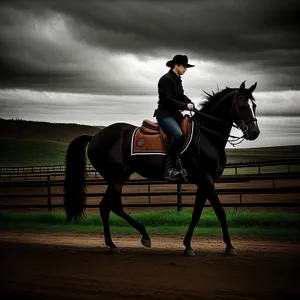 Equestrian Rider on Thoroughbred- Winning Race!